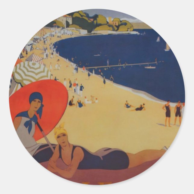 Vintage French Travel Advertisement Classic Round Sticker (Front)