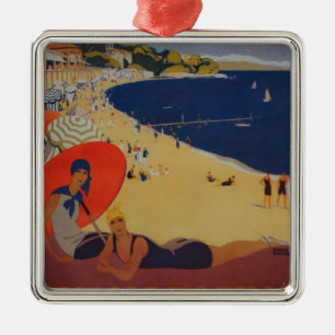 Vintage French Travel Advertisement Metal Ornament