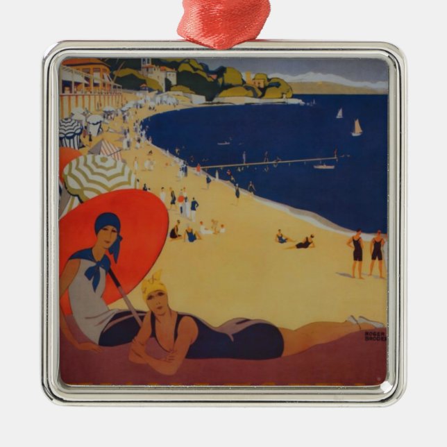 Vintage French Travel Advertisement Metal Ornament (Front)