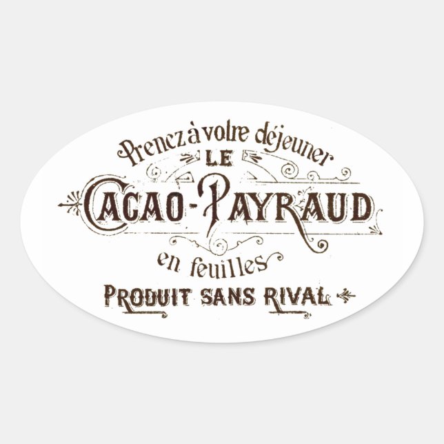 Vintage French Typographic Chocolate Label Art (Front)