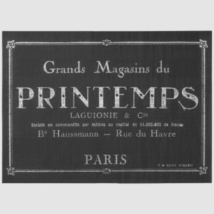 Vintage French Typography Black Decoupage Frame Tissue Paper