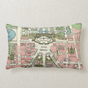 Vintage French Versailles illustration map Lumbar Pillow