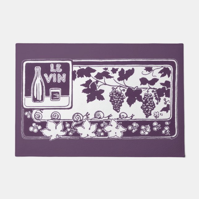 Vintage French Wine Label  | Rustic Vineyard  Doormat (Front)