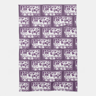 Vintage French Wine Label    Rustic Vineyard  Kitchen Towel