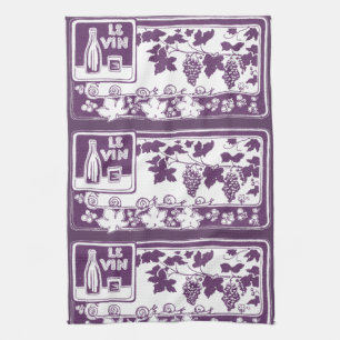 Vintage French Wine Label    Rustic Vineyard  Kitchen Towel