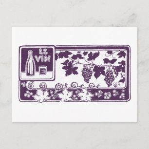 Vintage French Wine Label    Rustic Vineyard  Postcard