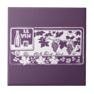 Vintage French Wine Label    Rustic Vineyard  Tile
