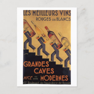 Vintage French Wine Les Meilleurs Vins  Postcard