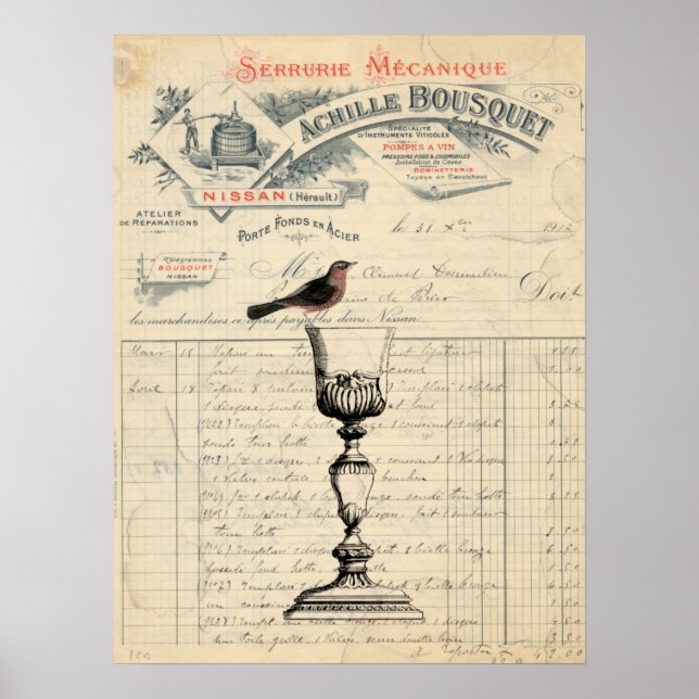 Vintage French Wine Themed Poster (Front)