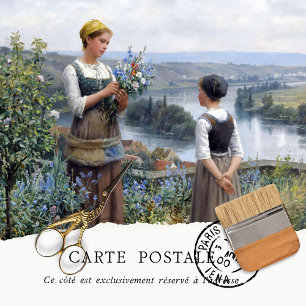 Vintage French Women Picking Flowers Tissue Paper