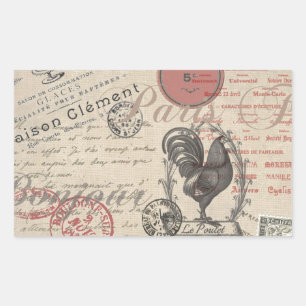 Vintage French Writing Paris Rooster typography Sticker