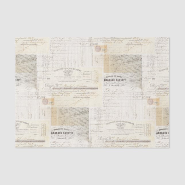 Vintage French Writing Tissue Paper (Front)