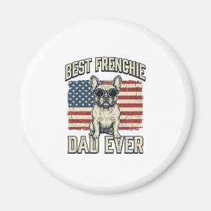 Vintage Frenchie Dad American Flag Magnet