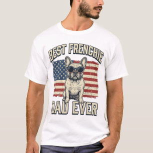 Vintage Frenchie Dad American Flag T-Shirt
