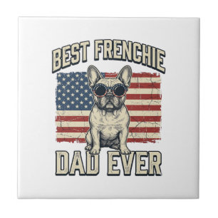 Vintage Frenchie Dad American Flag Tile