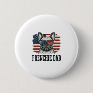 Vintage Frenchie Dad Patriotic Bulldog Shirt_1 2 Inch Round Button
