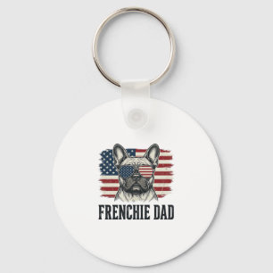 Vintage Frenchie Dad Patriotic Bulldog Shirt_1 Keychain