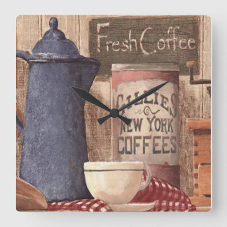Vintage Fresh Coffee New York Print Clock