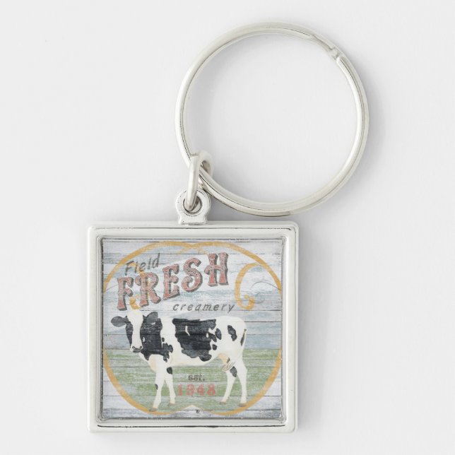 Vintage Fresh Creamery Cow Keychain (Front)