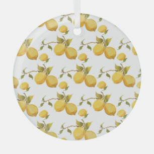 Vintage Fresh Lemons: Simplistic Design Glass Ornament