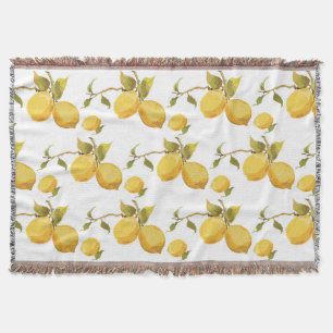 Vintage Fresh Lemons: Simplistic Design Throw Blanket