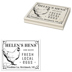 Vintage Fresh Local Egg Carton Stamp Hen and Eggs
