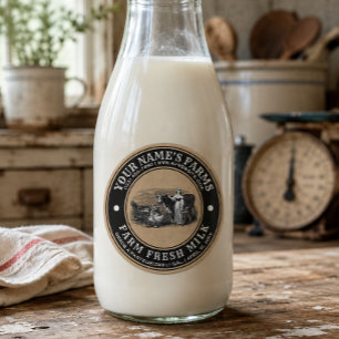 Vintage Fresh Milk Dairy Cow Farm Kraft Template Classic Round Sticker