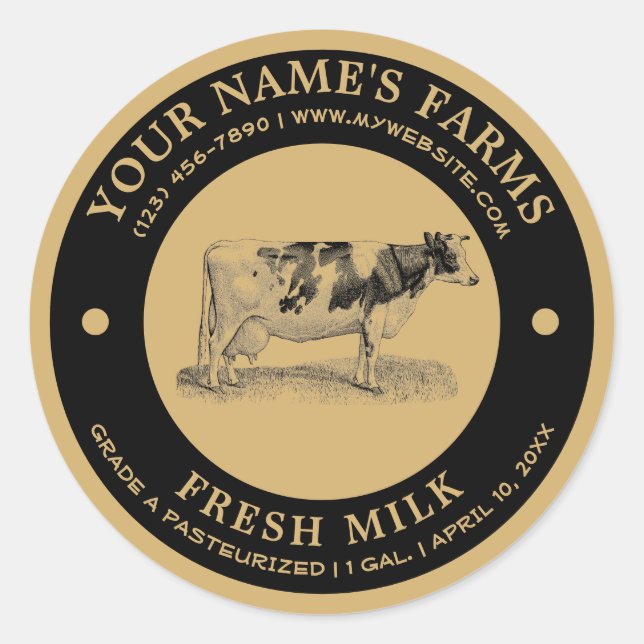 Vintage Fresh Milk Label Template (Front)