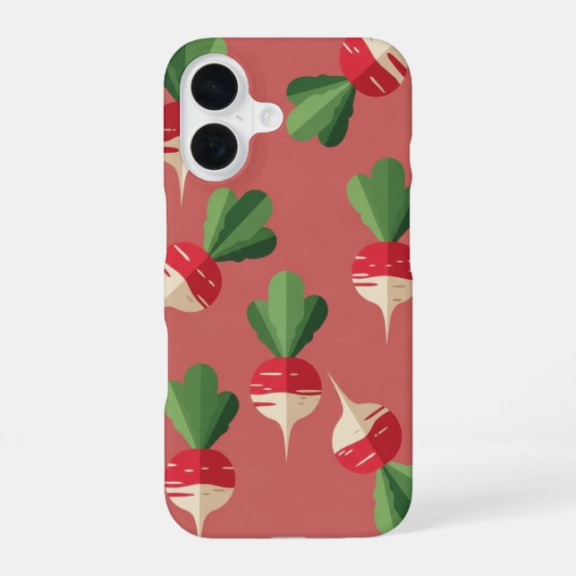 Vintage Fresh Radish Pattern iPhone 16 Case (Back)