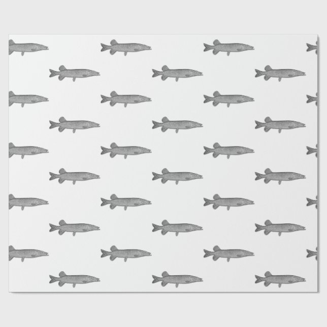Vintage Freshwater Fishing - Northern Pike Wrapping Paper (Flat)
