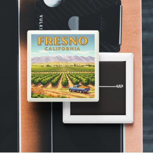 Vintage Fresno California 2 Inch Square Button