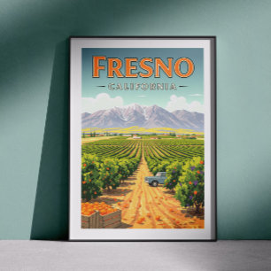 Vintage Fresno California Poster