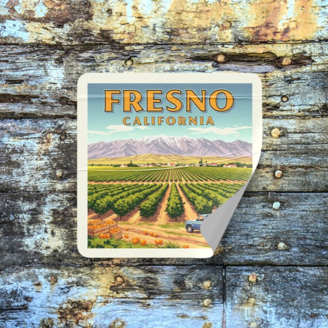 Vintage Fresno California Square Sticker (Creator Uploaded)