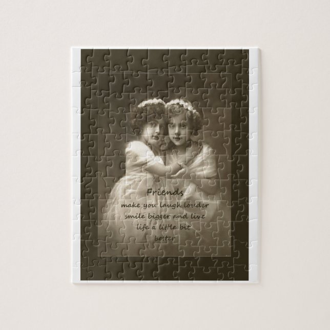 Vintage Friends Inspirational Friendship Quote Jigsaw Puzzle (Vertical)