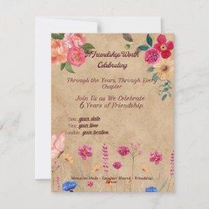 Vintage Friendship Anniversary RSVP Card