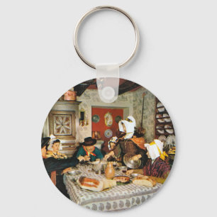 Vintage Frnace, Auvergne, family meal Keychain