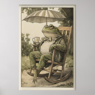 Vintage Frog Art Print, Victorian Frog Drinking Poster
