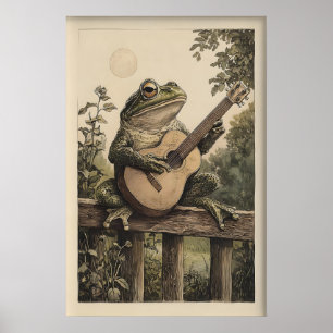 Vintage Frog Art Print, Victorian Frog Enjoying Poster