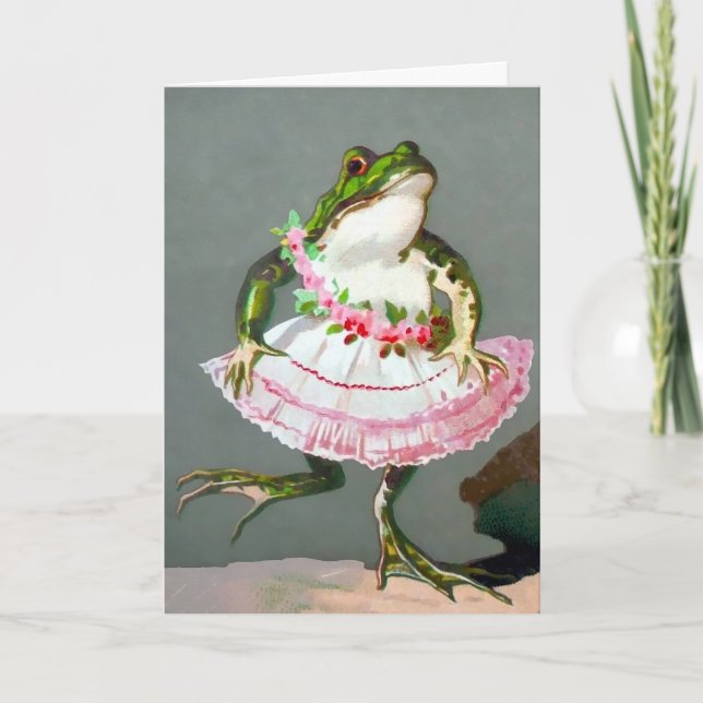 Vintage Frog in a Dress Customizable Card (Front)