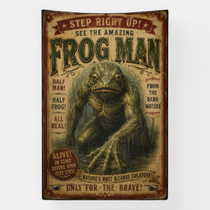 Vintage Frog Man Freak Sideshow Banner