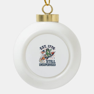Vintage Frog Rocket Est 1776 Unsupervised Shirt_1 Ceramic Ball Christmas Ornament