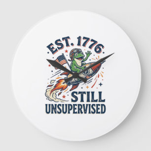 Vintage Frog Rocket Est 1776 Unsupervised Shirt_1 Large Clock
