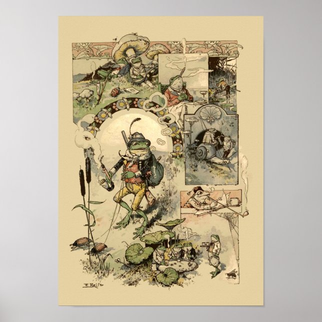 Vintage Frogs Mushrooms Snails Poster (Front)