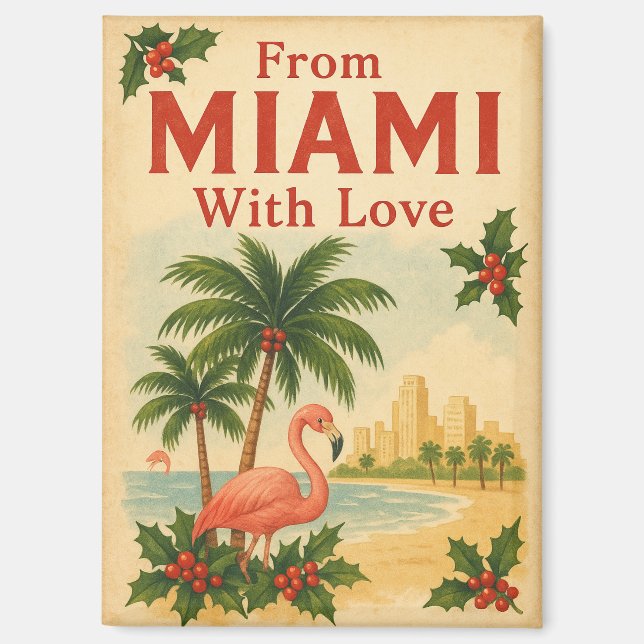 Vintage From Miami With Love Christmas  Magnet (Front)