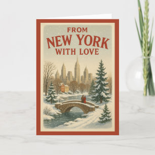 Vintage From New York With Love Christmas Folded Holiday Card