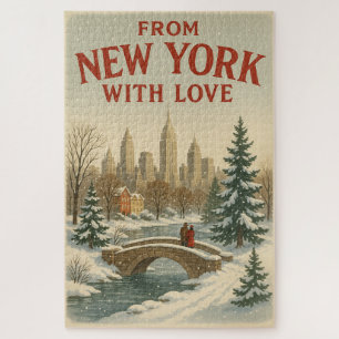 Vintage From New York With Love Christmas Poster  Jigsaw Puzzle