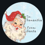 Vintage From Santa to Child Gift Christmas  Classic Round Sticker<br><div class="desc">This design may be personalized in the area provided by changing the photo and/or text. Or it can be customized by clicking Personalize this Template and then choosing the click to customize further option and delete or change the colour of the background, add text, change the text colour or style,...</div>