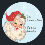 Vintage From Santa to Child Gift Christmas  Classic Round Sticker<br><div class="desc">This design may be personalized in the area provided by changing the photo and/or text. Or it can be customized by clicking Personalize this Template and then choosing the click to customize further option and delete or change the colour of the background, add text, change the text colour or style,...</div>