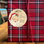 Vintage From Santa to Child Gift Christmas  Classic Round Sticker<br><div class="desc">This design may be personalized in the area provided by changing the photo and/or text. Or it can be customized by clicking Personalize this Template and then choosing the click to customize further option and delete or change the colour of the background, add text, change the text colour or style,...</div>