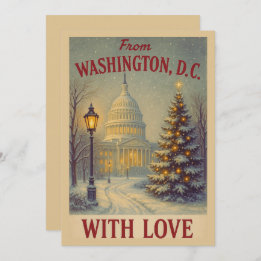 Vintage From Washington, DC With Love Christmas  Holiday Card